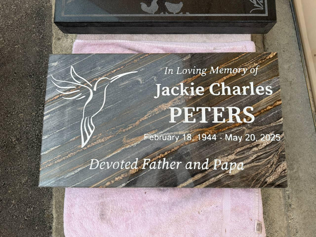 Midnight Gold Granite Memorial 28x16x3in - Custom Engraved