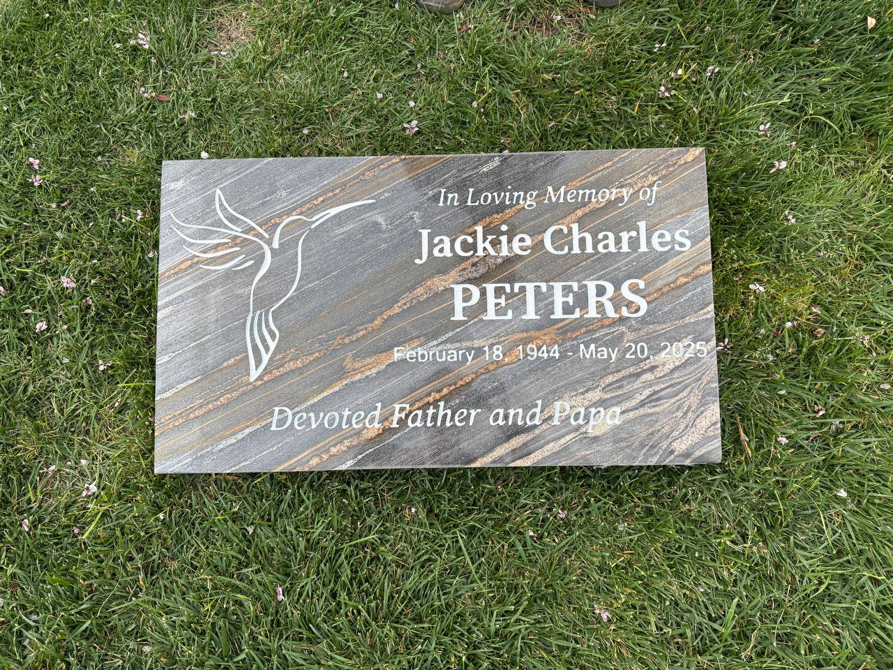 Midnight Gold Granite Memorial 28x16x3in - Custom Engraved